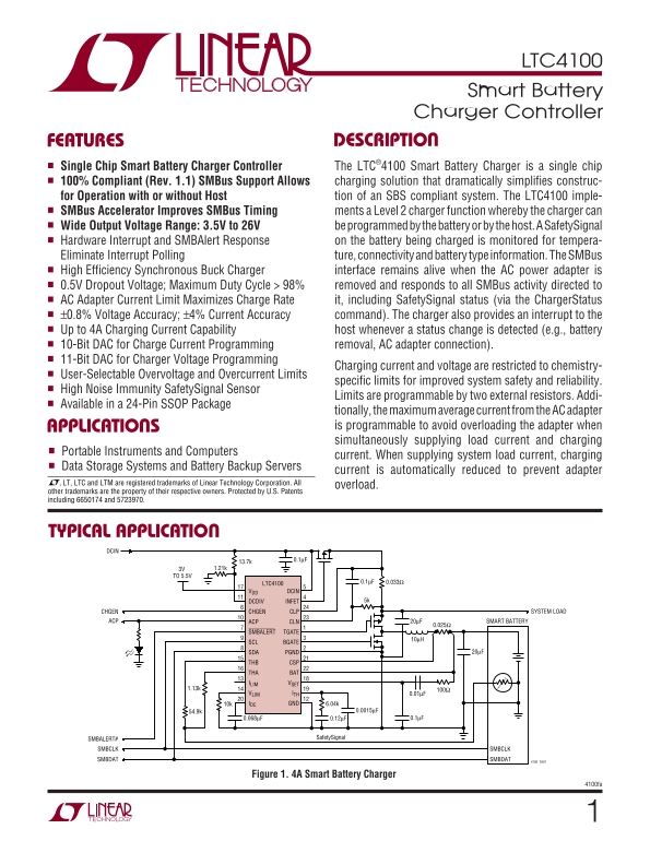 LINEAR TECHNOLOGY LTC4100 User's Manual - Page 1