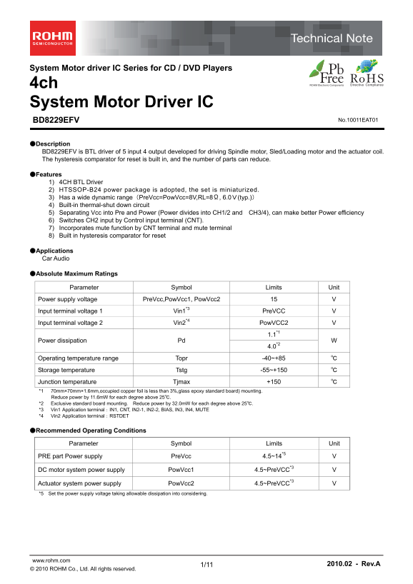 ROHM BD8229EFV Data Manual - Page 1