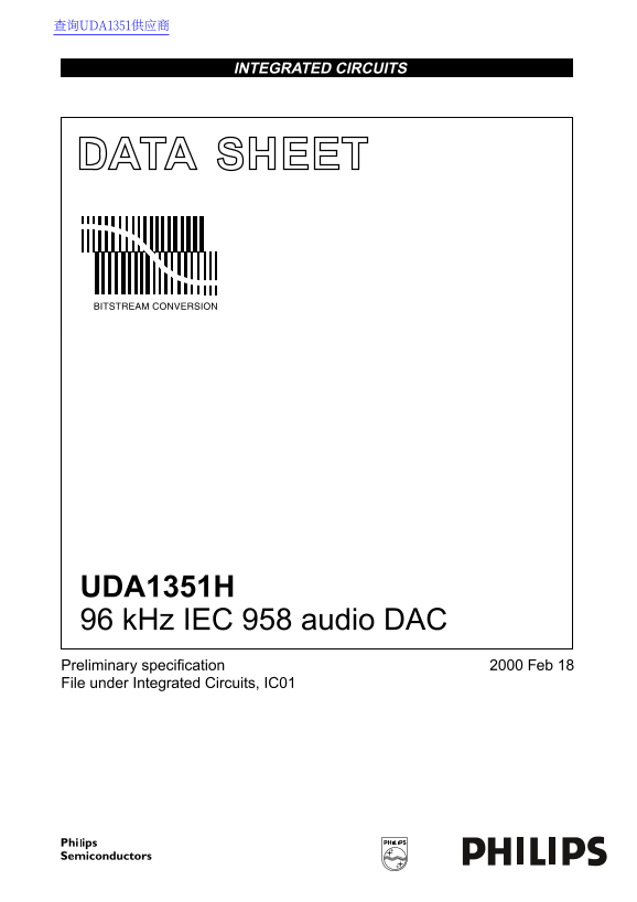 PHILIPS UDA1351H Data Sheet - Page 1