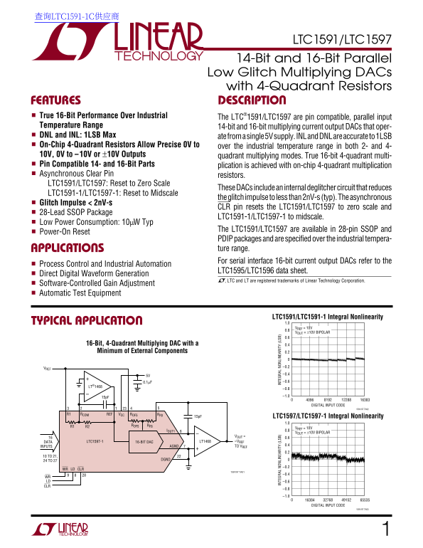 LINEAR LTC1591 LTC1597 DATA SHEET - Page 1