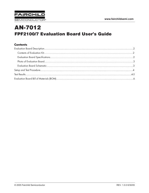 Fairchild AN-7012 FPF2100 7 Evaluation Board User's Guide - Page 1