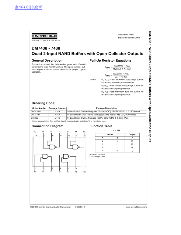 DM7438 7438 Data Handbook by Fairchild - Page 1
