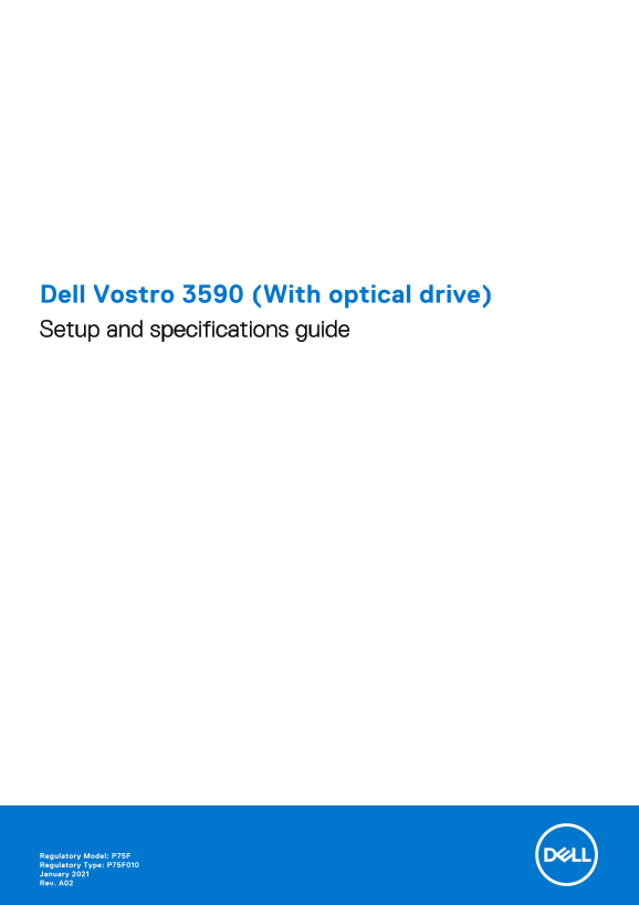 Dell Vostro 3590 (With Optical Drive) Setup Guide and Specifications - Page 1