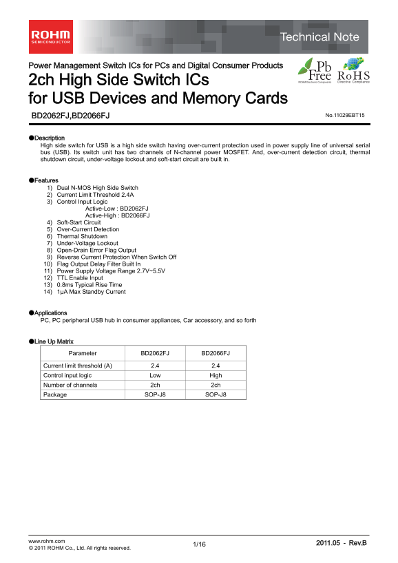 ROHM BD2066FJ Data Manual - Page 1