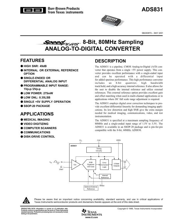 Texas Instruments ADS831 User's Manual - Page 1