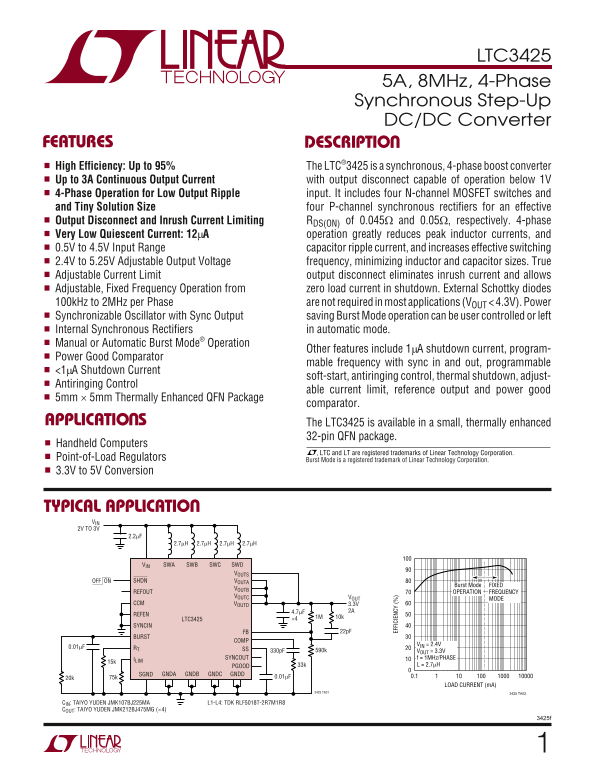LINEAR TECHNOLOGY LTC3425 User's Manual - Page 1