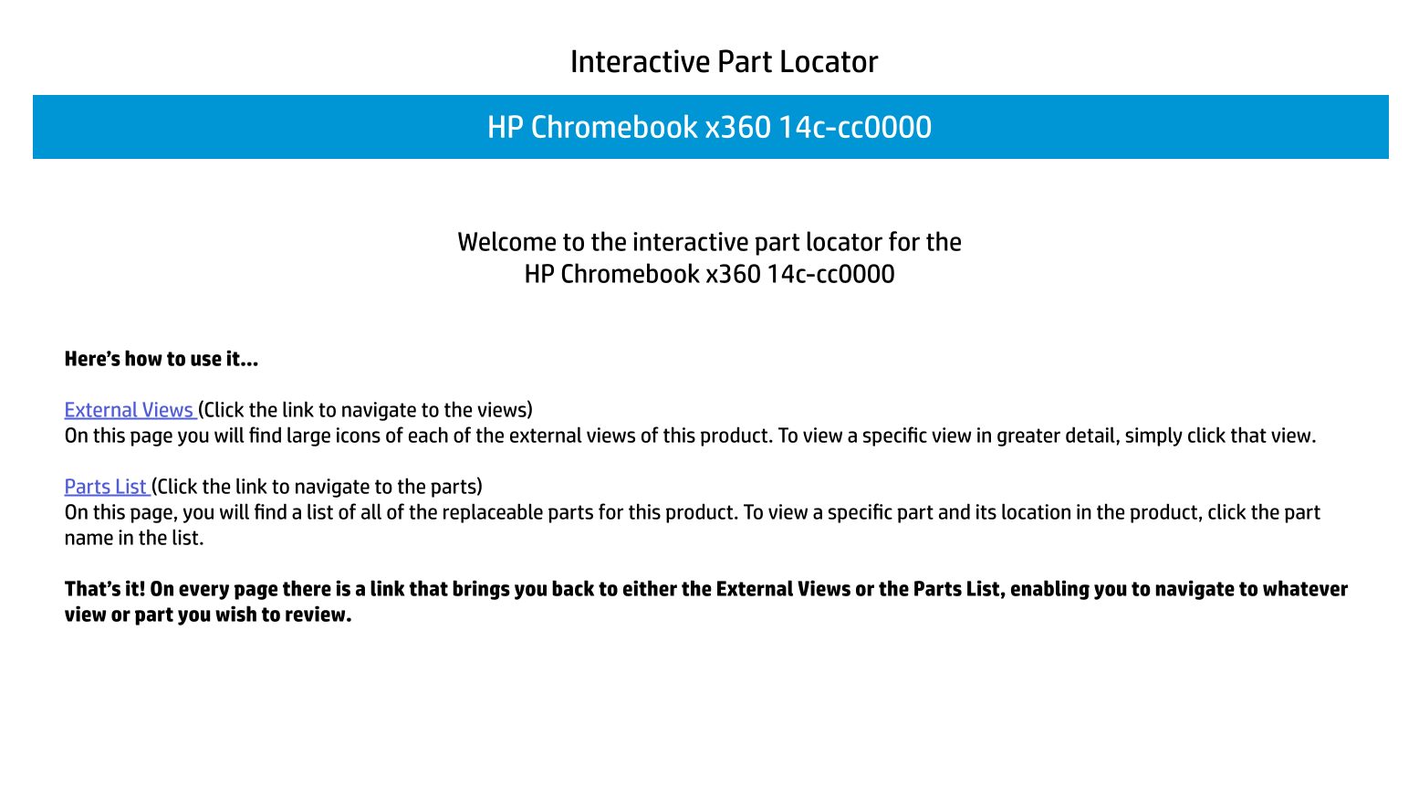 HP Chromebook x360 14 inch 14c-cc0000 HP Chromebook x360 14c-cc0000 - Part Locator - Page 1
