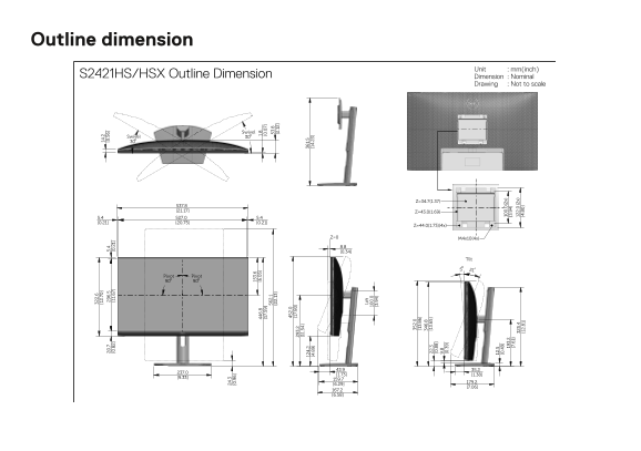 Dell S2421HSX Monitor Front View User's Guide - Page 1