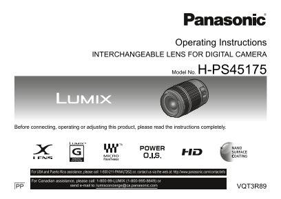 Panasonic H-PS45175 User Guide - Page 1