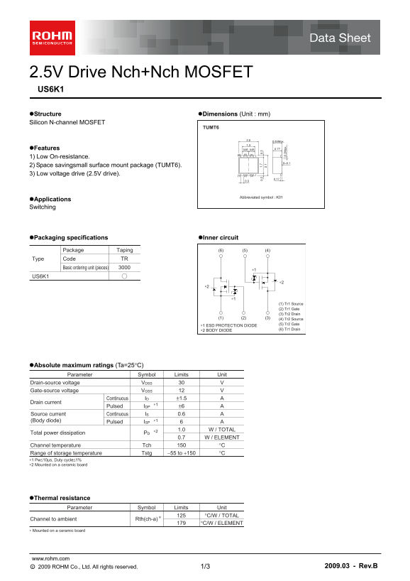 ROHM US6K1 User Guide - Page 1