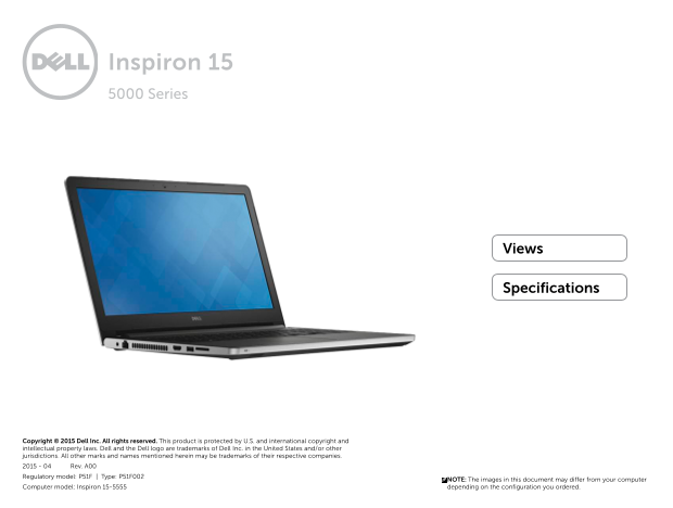 Dell Inspiron 15 5555 Specifications - Page 1
