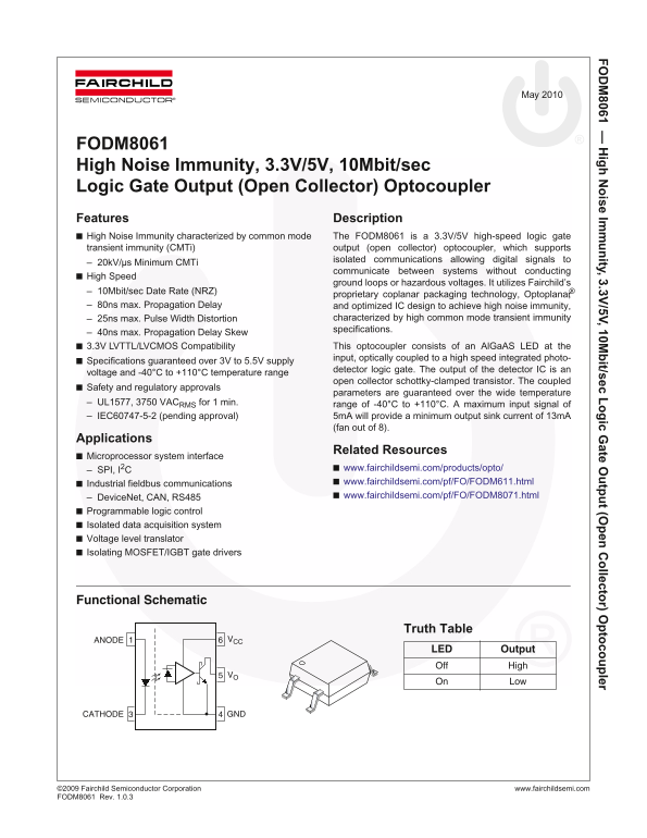 Fairchild FODM8061 Data Handbook - Page 1