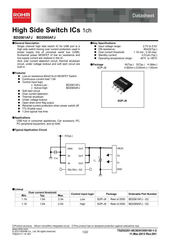 ROHM BD2065AFJ BD2065AFJ Data Sheet User Manual - Page 1