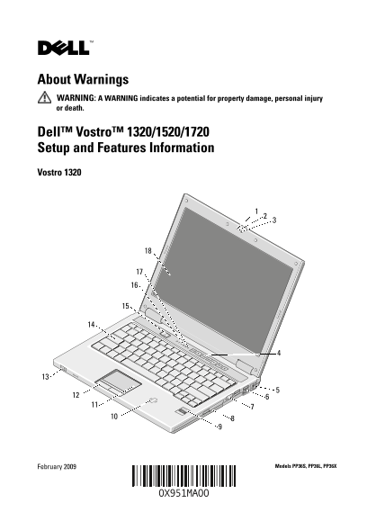 Dell Vostro 1320 Setup and Features Information Tech Sheet - Page 1