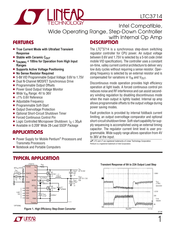 LINEAR TECHNOLOGY LTC3714 User's Manual - Page 1