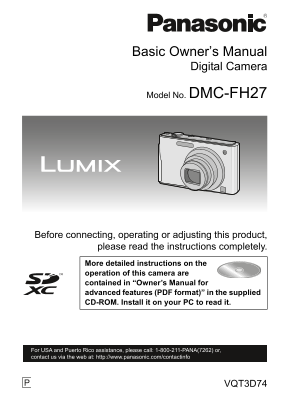 Panasonic DMC-FH27 User Guide - Page 1