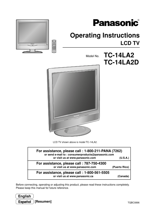 Panasonic TC-14LA2 TC-14LA2D User Manual - Page 1