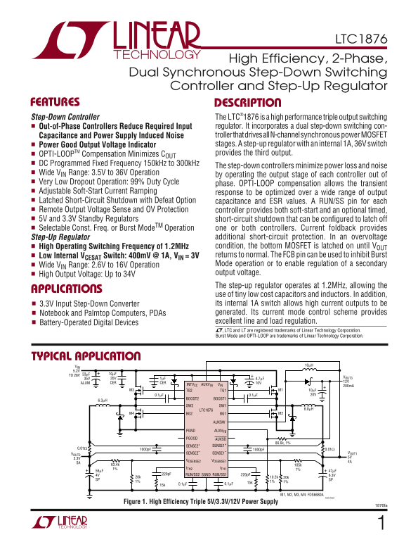 LINEAR TECHNOLOGY LTC1876 User's Manual - Page 1