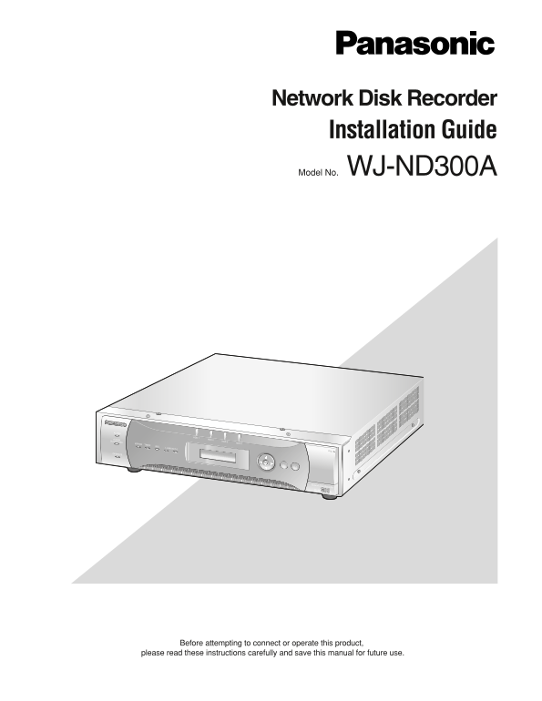 Panasonic WJND300A INSTALL Manual User Guide - Page 1