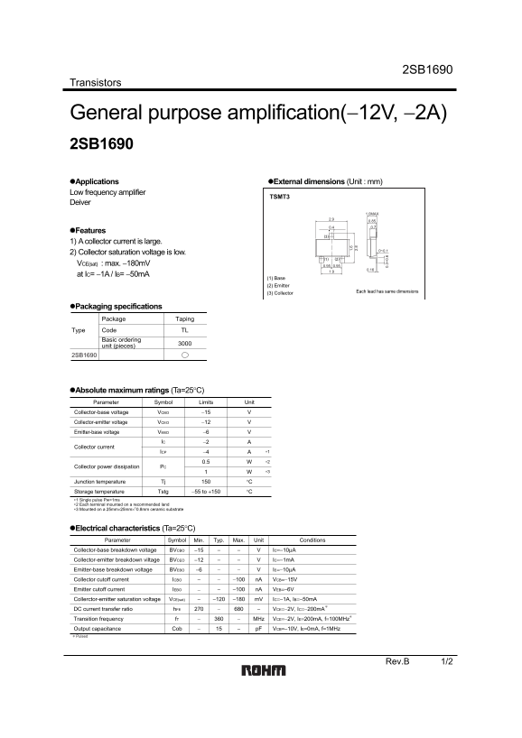 ROHM 2SB1690 User Guide - Page 1