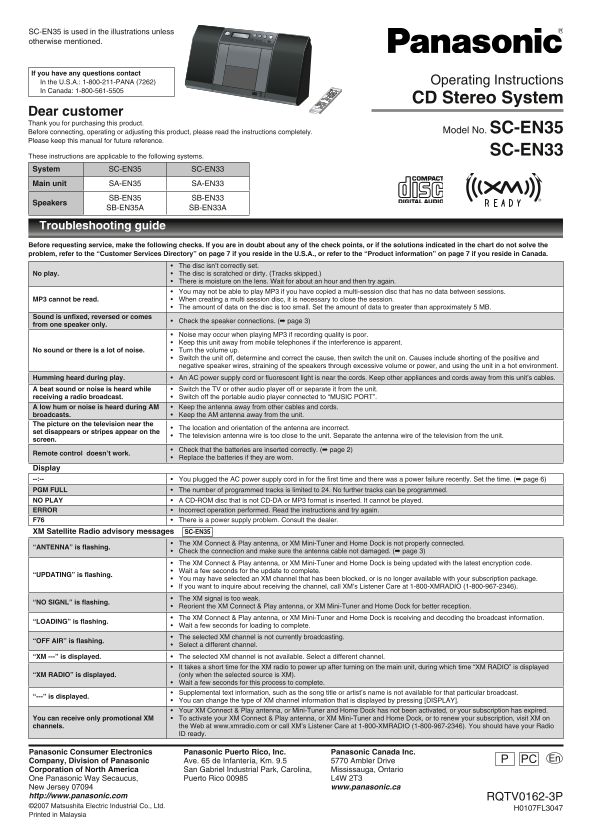 Panasonic SC-EN35 User Guide - Page 1