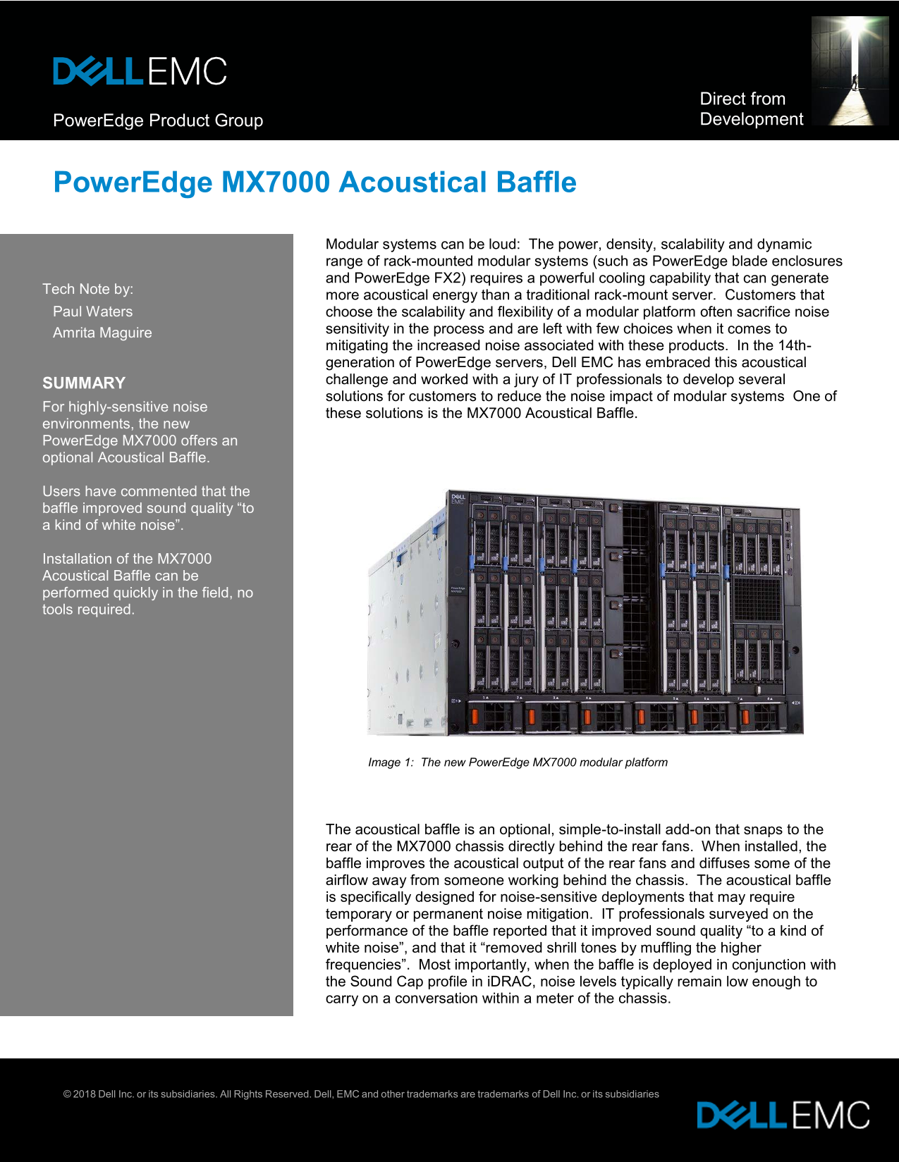 Dell PowerEdge MX7000 Acoustical Baffle Specifications User Guide - Page 1