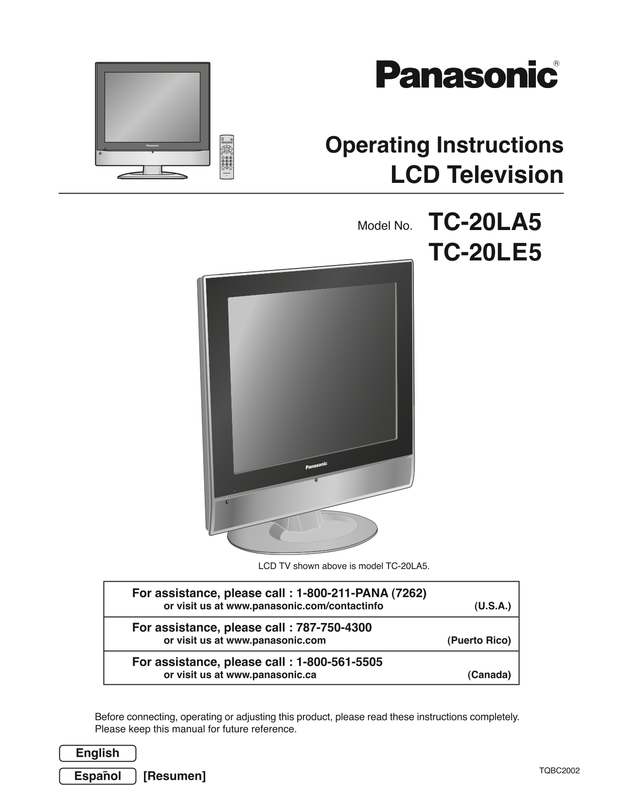 Panasonic TC-20LA5 TC-20LE5 User Manual - Page 1