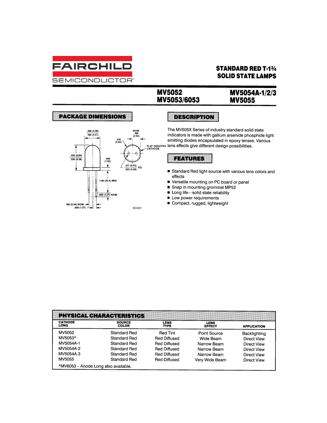 FAIRCHILD MV5054A-1 2 3 MV5055 MV5052 MV5053 6053 Owner's Manual - Page 1