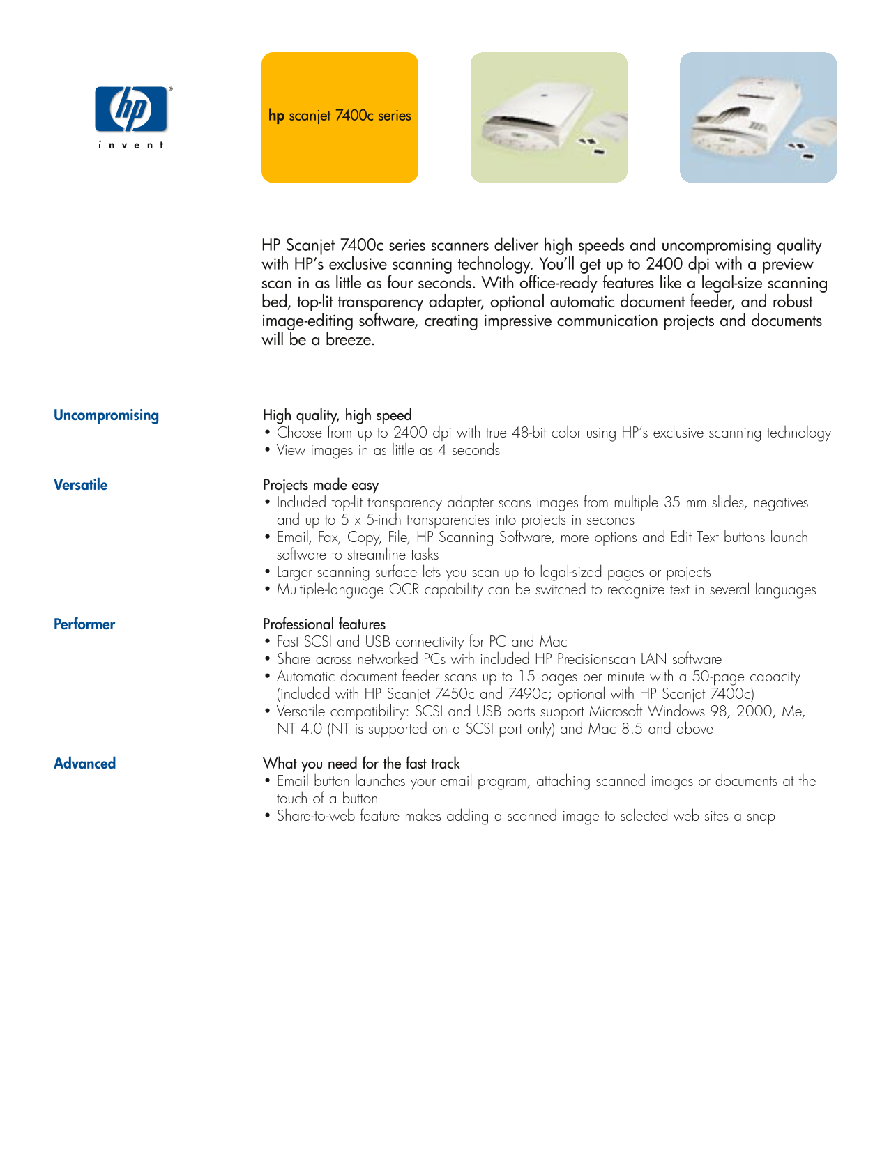 HP Scanjet 7400c Series User's Guide and Owner's Manual - Page 1