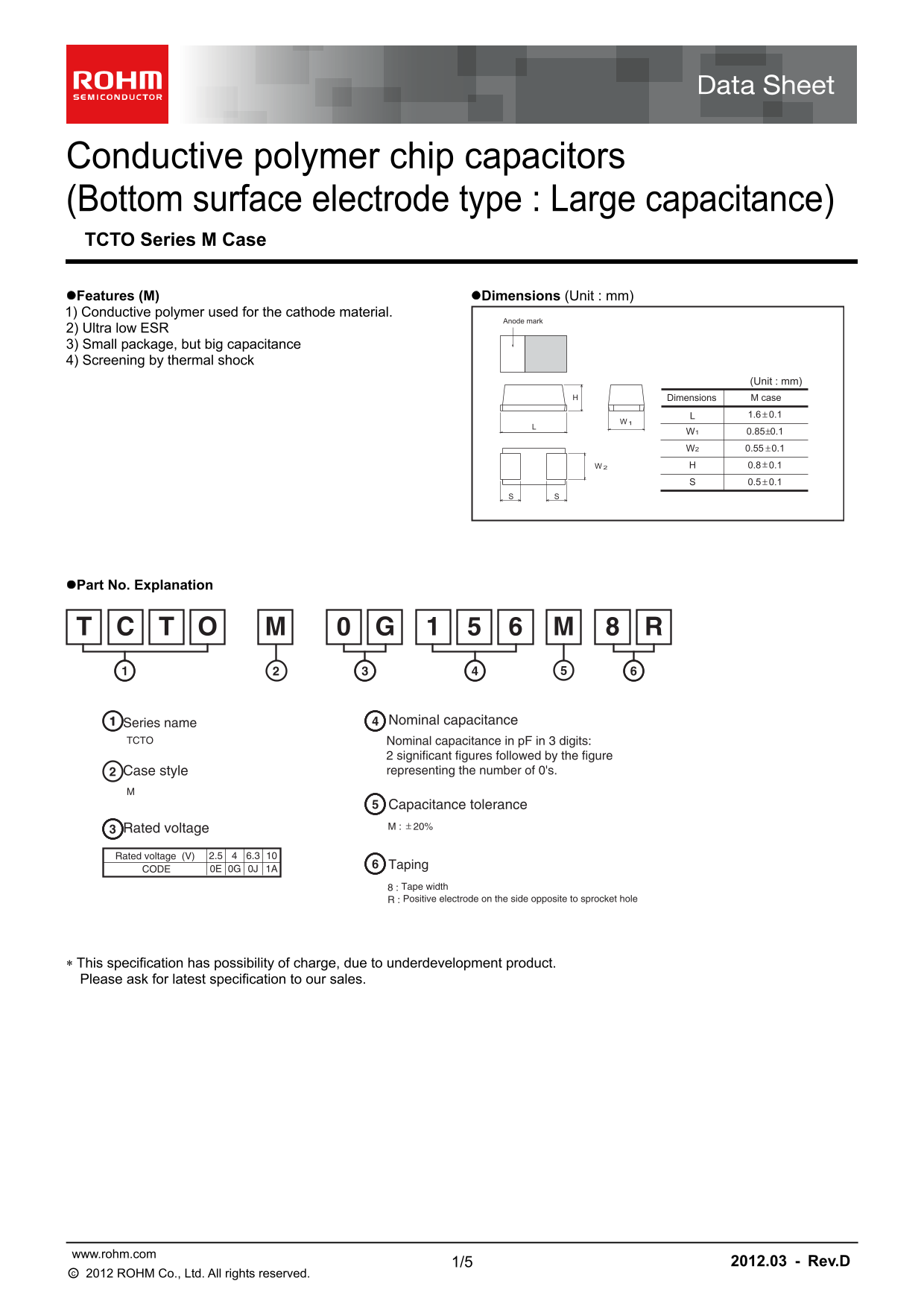 ROHM TCTO series M case User's Guide and Manual - Page 1