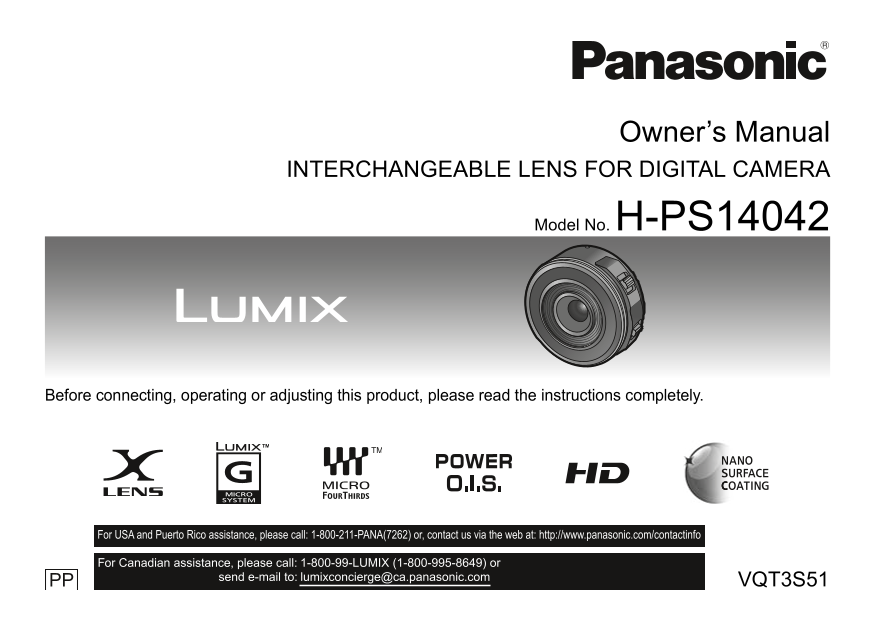 Panasonic H-PS14042 User's Manual - Page 1