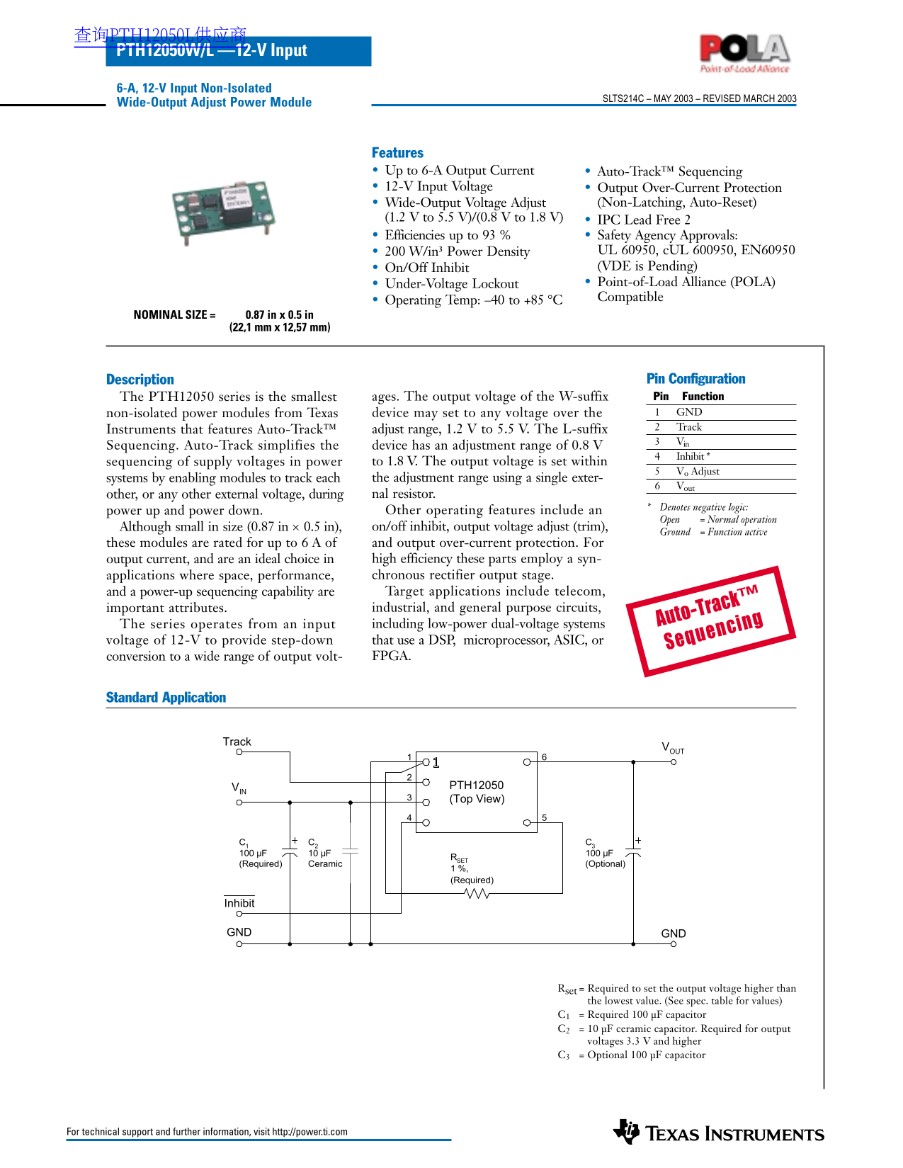 Texas Instruments SLTS214C Data Sheet - Page 1