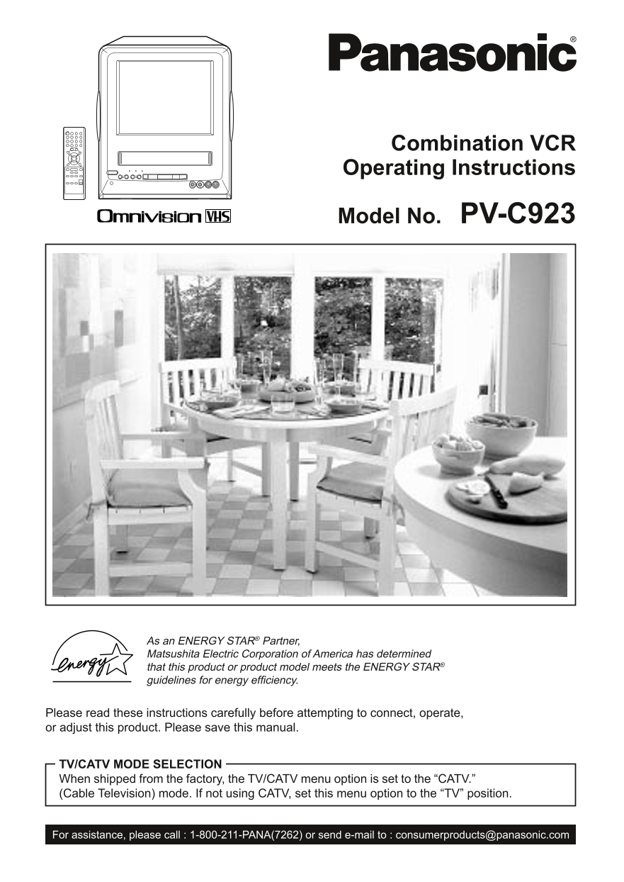 Panasonic PVC923 User Guide - Page 1