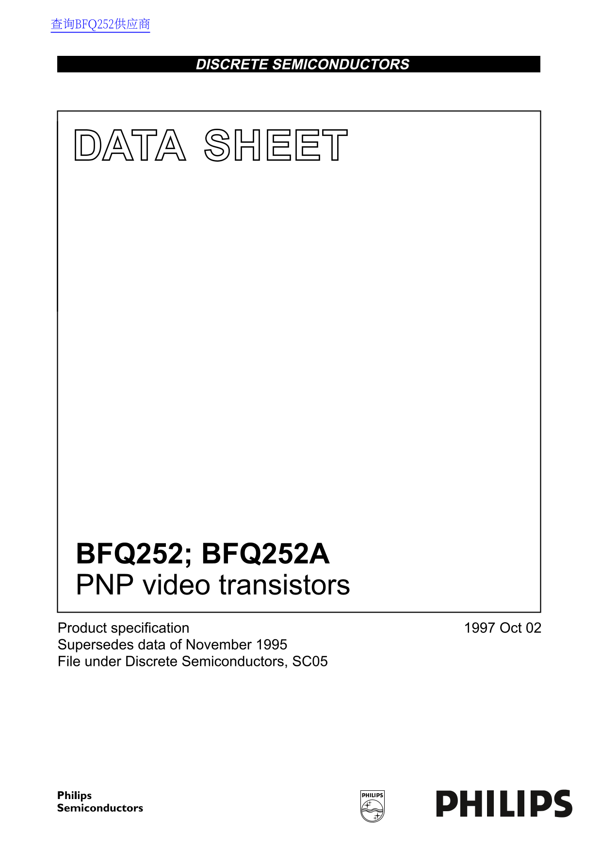 Philips BFQ252; BFQ252A Data Handbook - Page 1