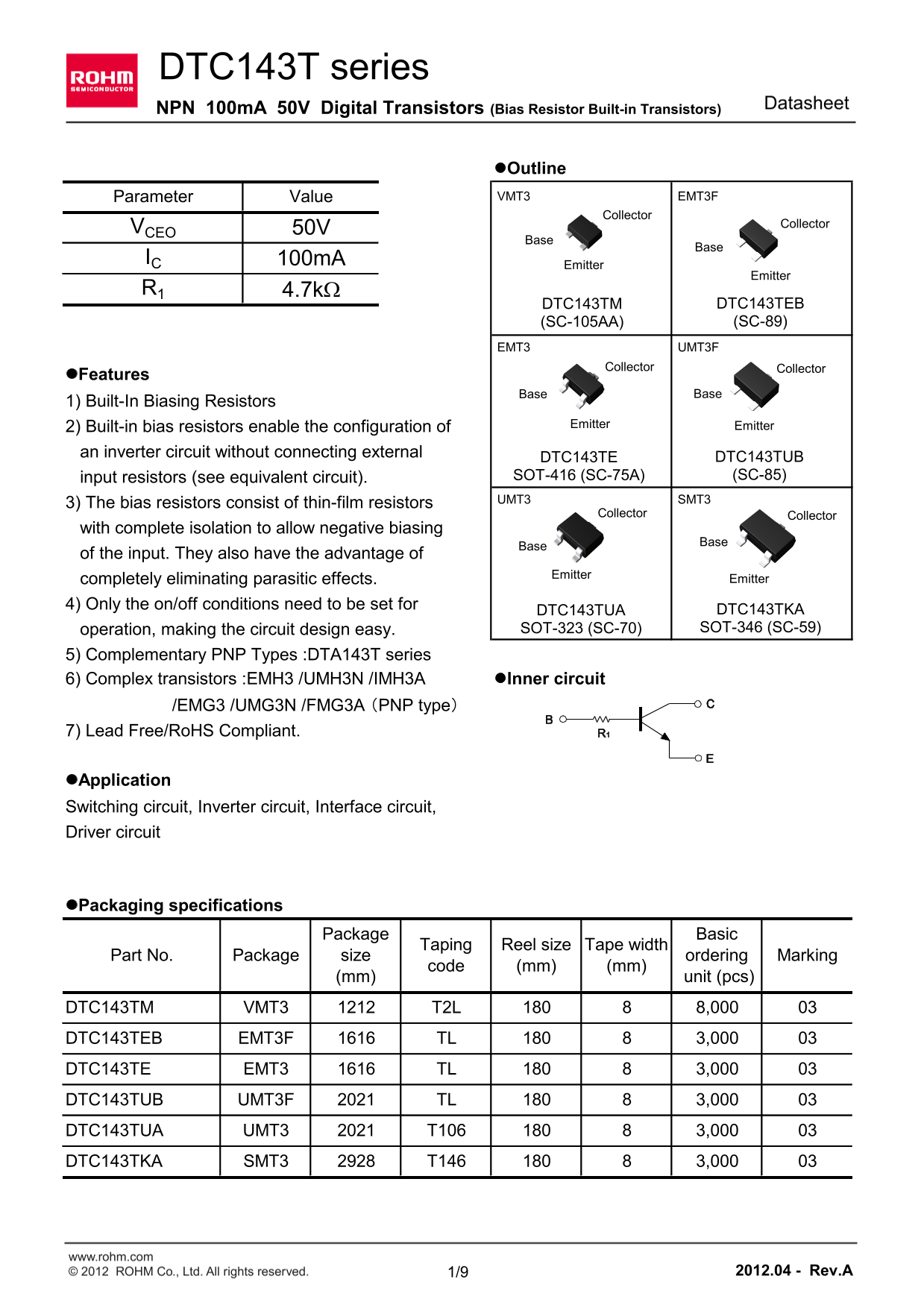 ROHM DTC143TUB User Guide - Page 1