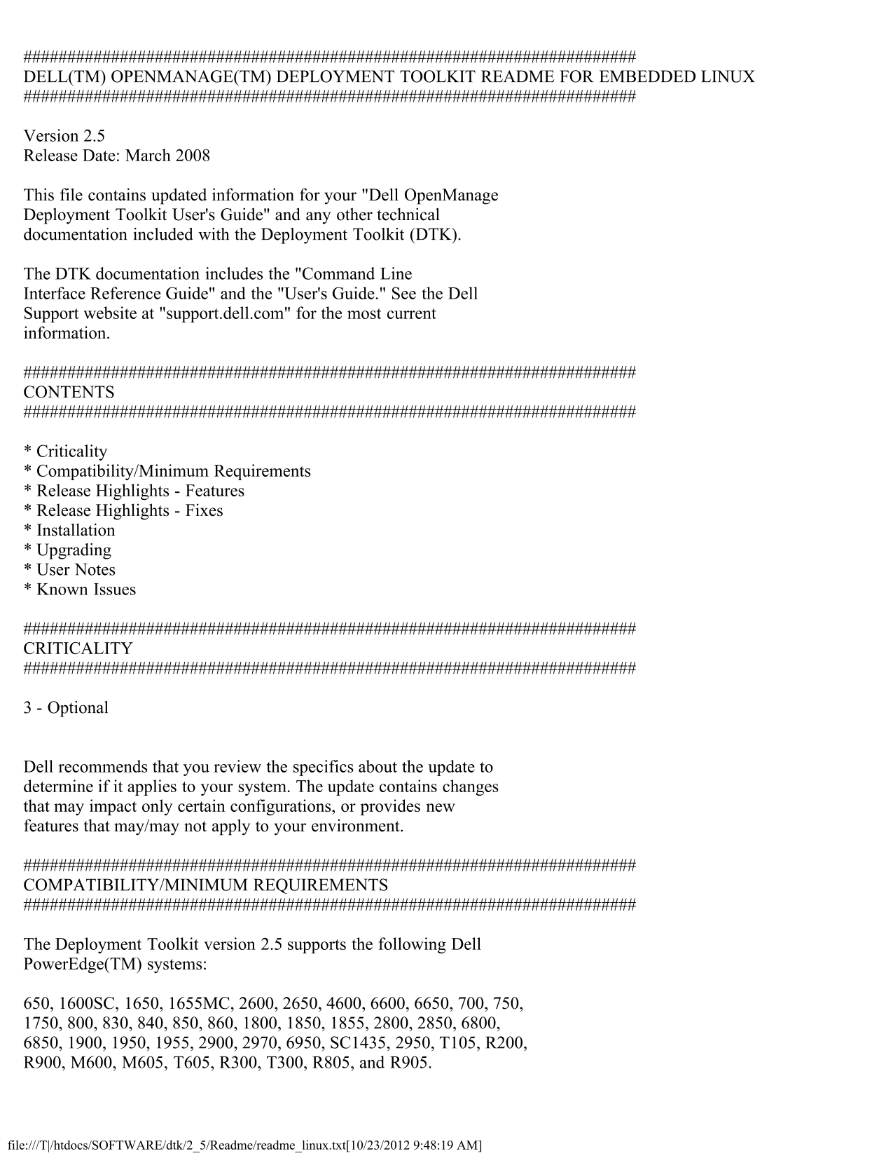 Dell OpenManage Deployment Toolkit Version 2.5 Readme - Linux User Guide - Page 1