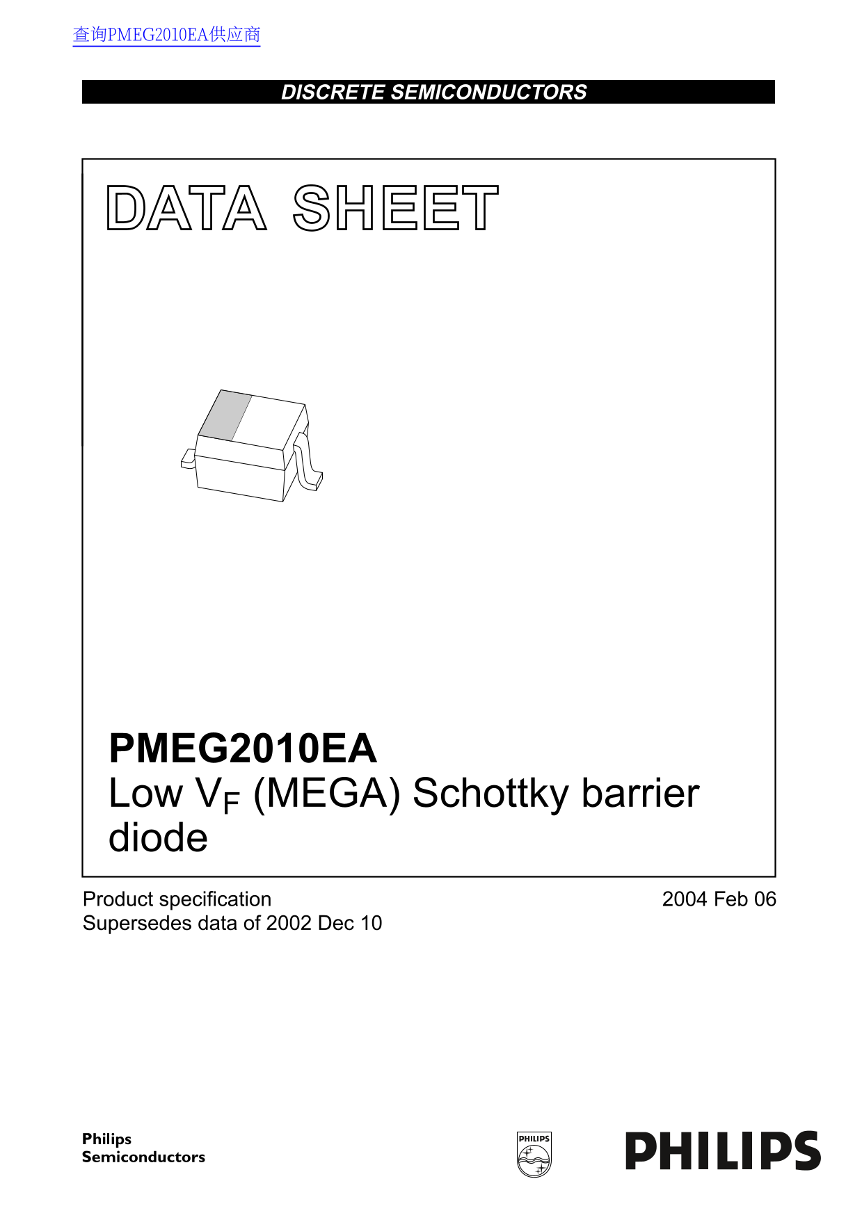 Philips PMEG2010EA Low VF (MEGA) Schottky Barrier Diode Data Sheet User Manual - Page 1