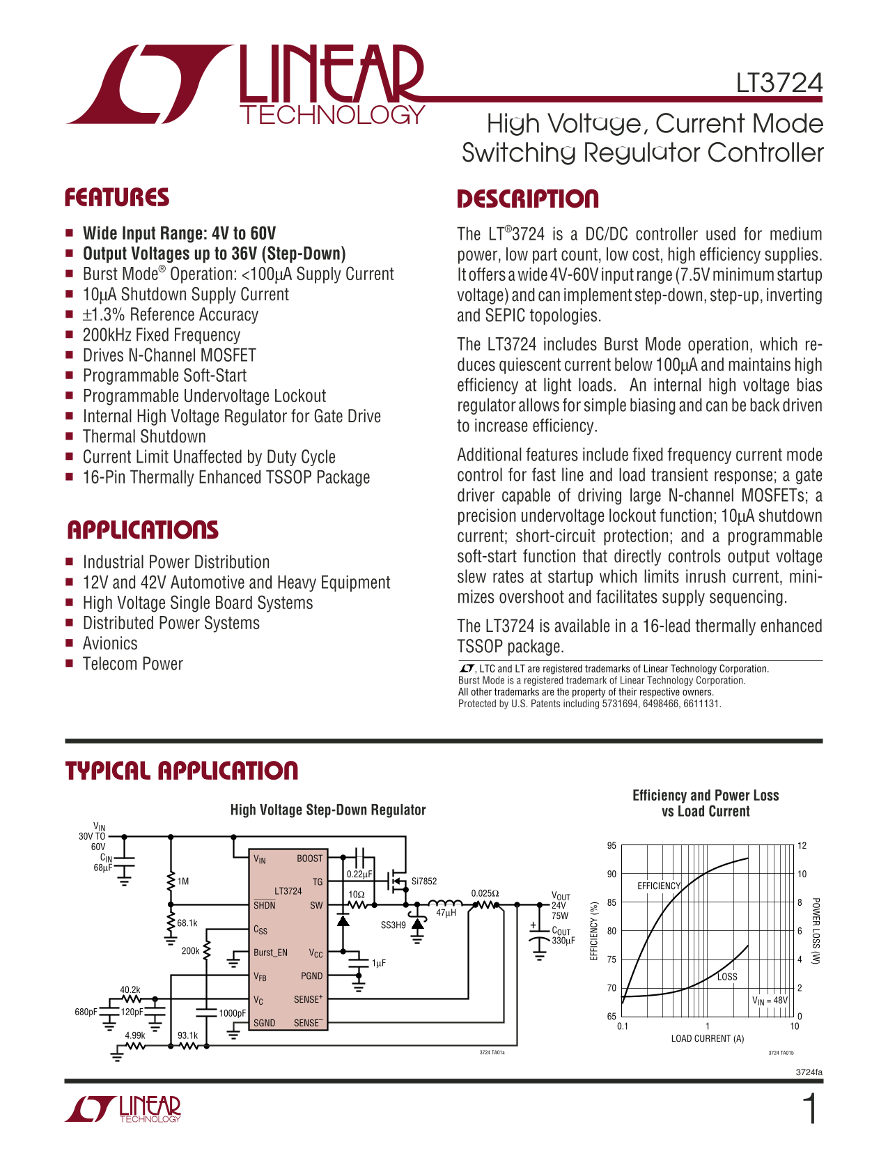 LINEAR TECHNOLOGY LT3724 User's Manual - Page 1