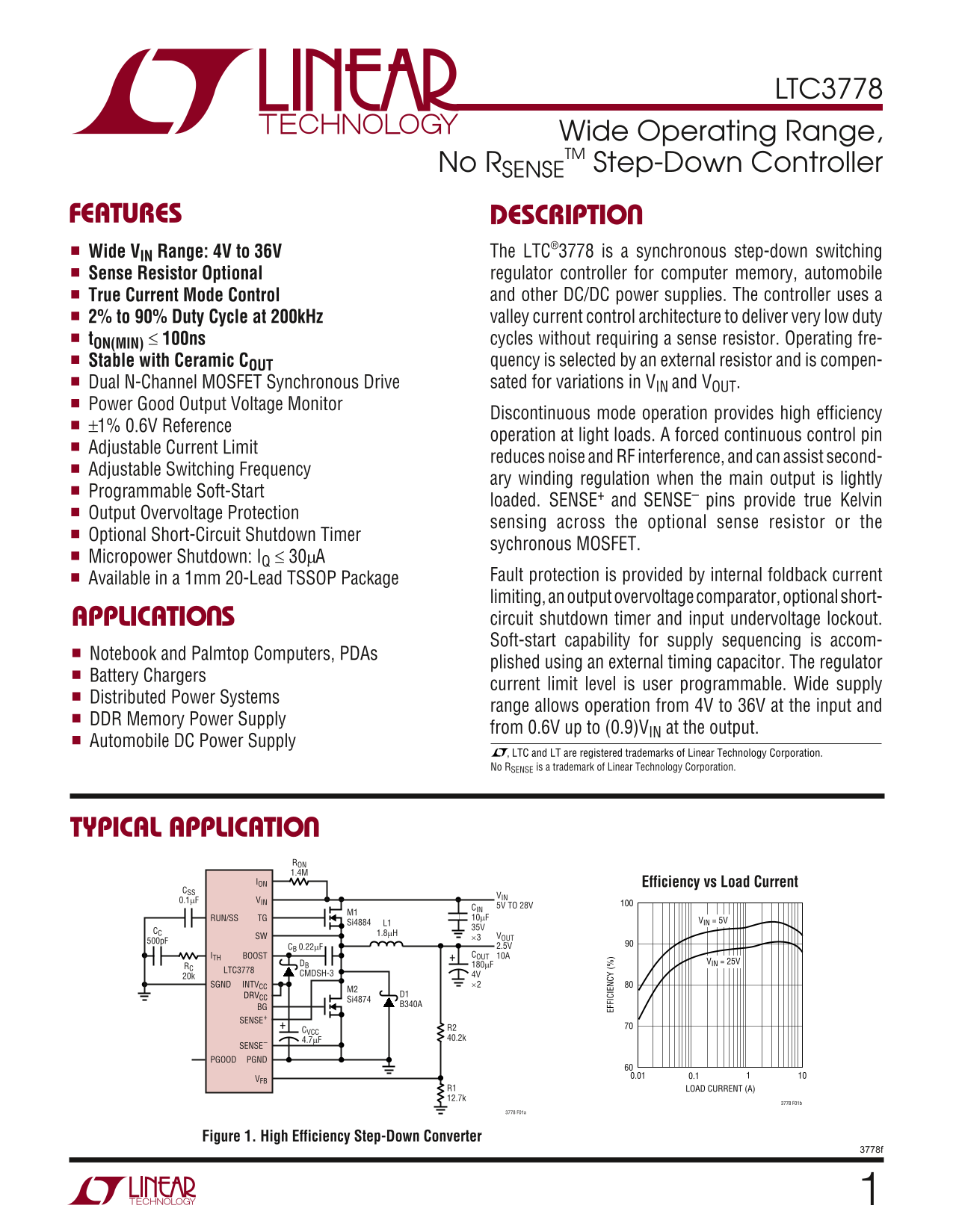 LINEAR TECHNOLOGY LTC3778 User's Manual - Page 1
