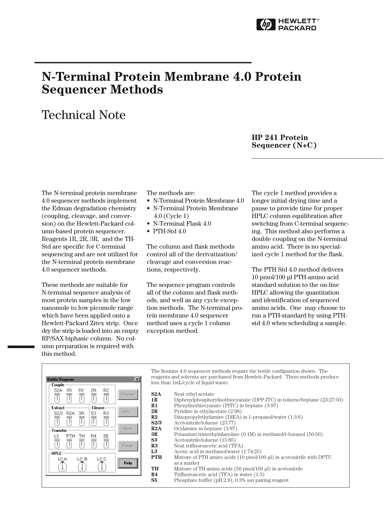 HP 241 Protein Sequencer (N+C) Technical Handbook - Page 1