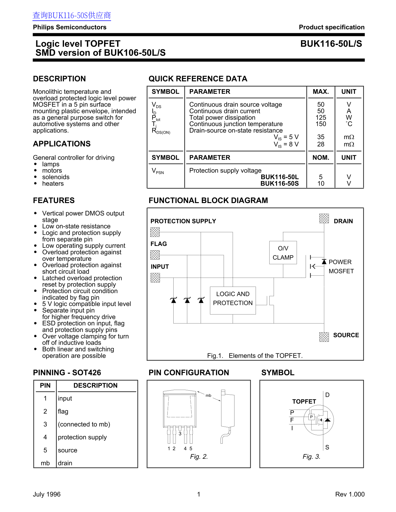 PHILIPS BUKN116-50L S Data Sheet User Guide - Page 1