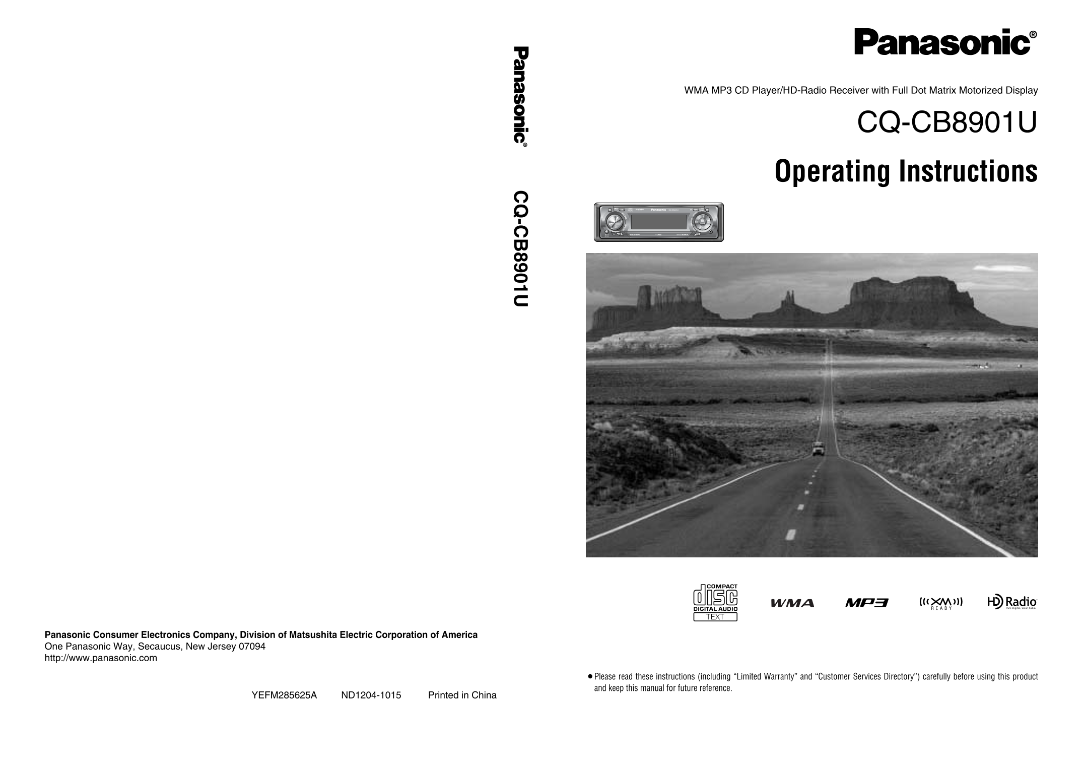 Panasonic CQ-CB8901U User Manual - Page 1