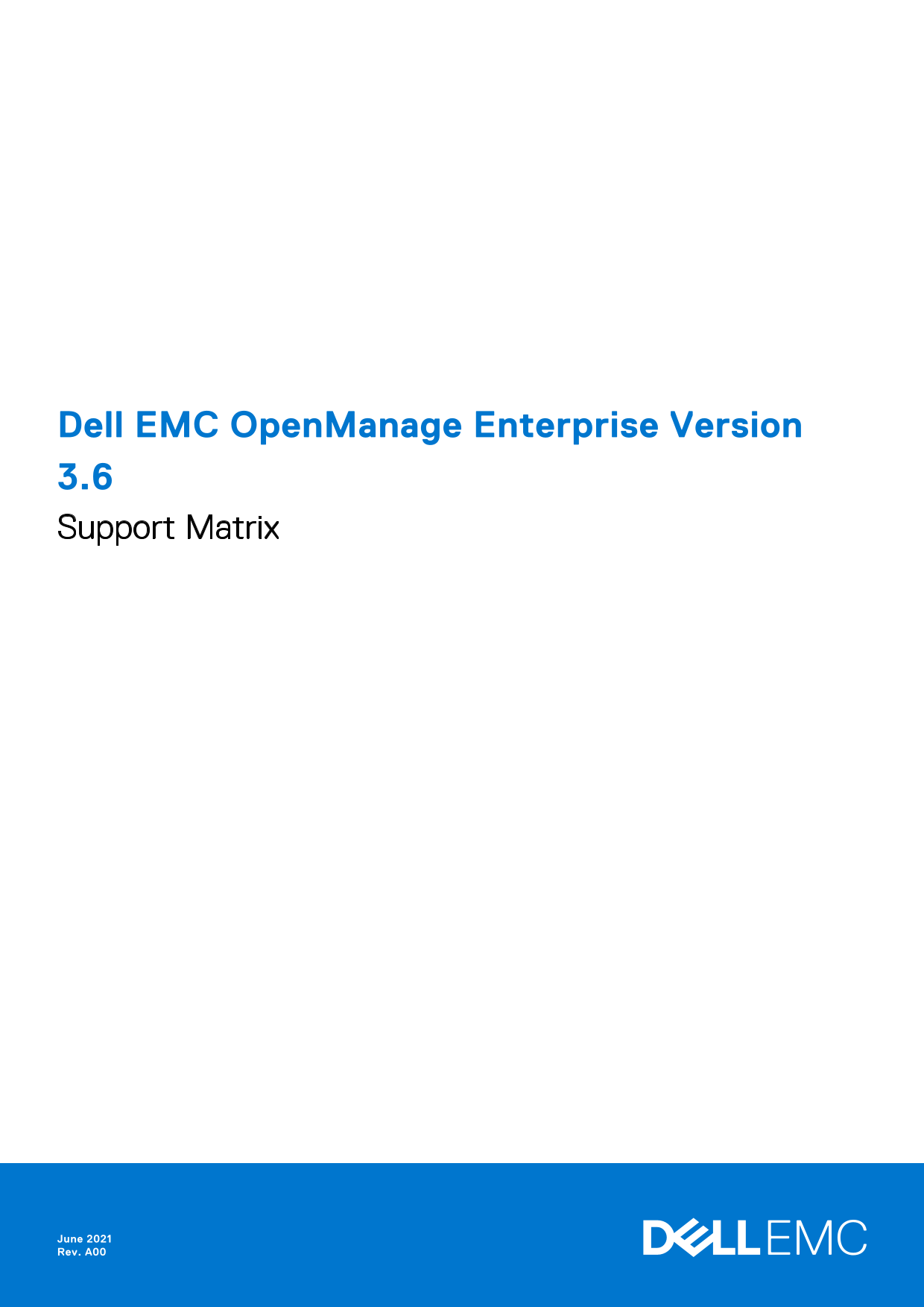 Dell EMC OpenManage Enterprise Version 3.6 Support Matrix - Page 1