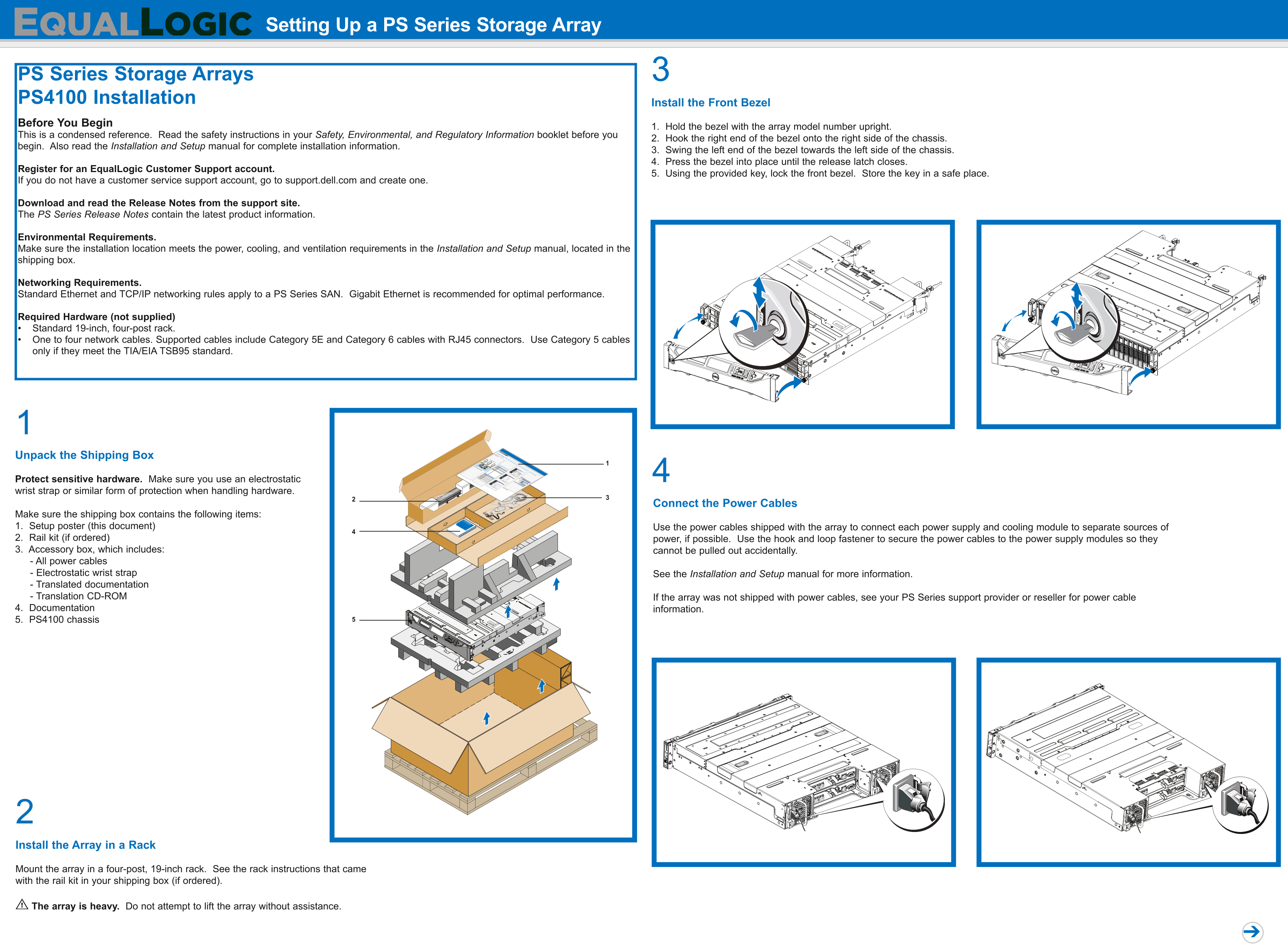 Dell EqualLogic PS4100 Setup Poster - Page 1