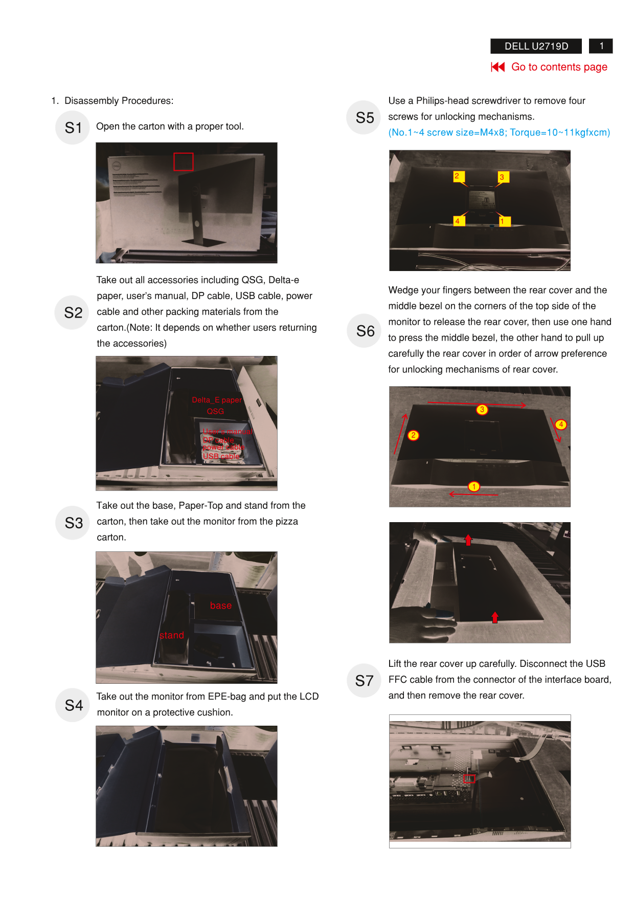 Dell U2719D Monitor Teardown Instructions - Page 1