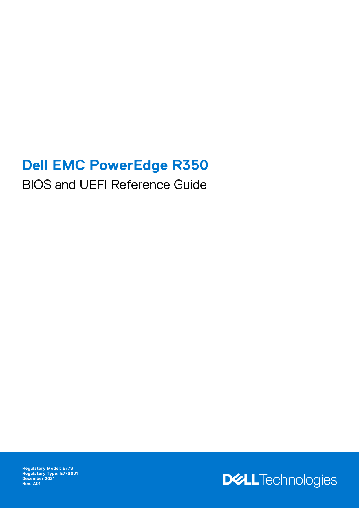 Dell EMC PowerEdge R350 BIOS and UEFI Reference Guide - Page 1