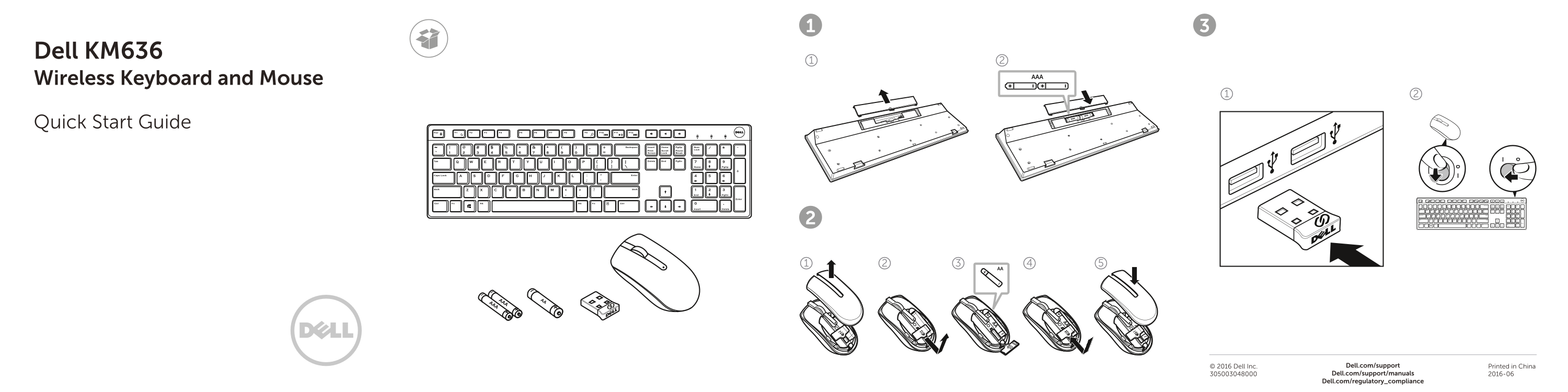 Dell KM636 Wireless Keyboard and Mouse Quick Start Guide - Page 1