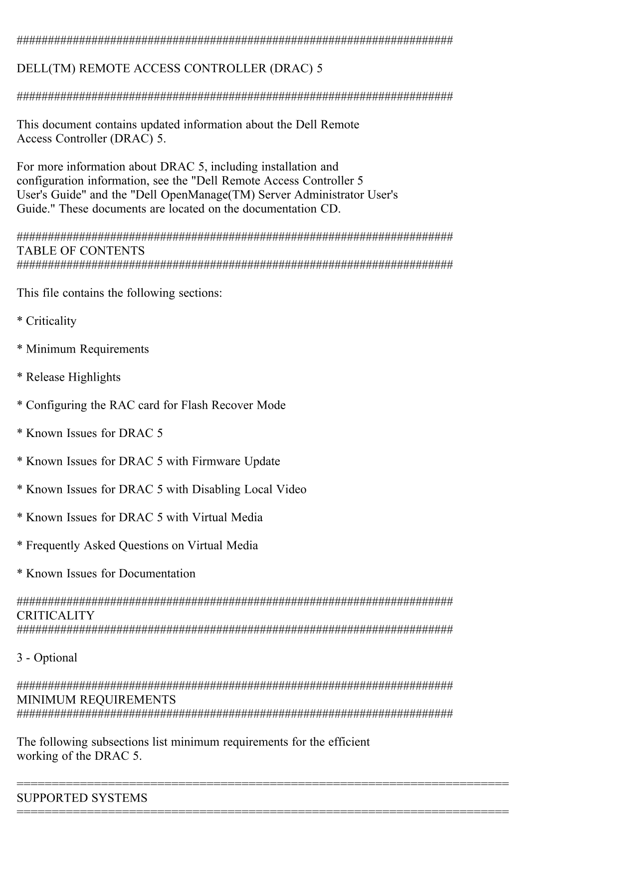 Dell DRAC 5 Version 1.30 with Dell OpenManage 5.3 Readme - Page 1
