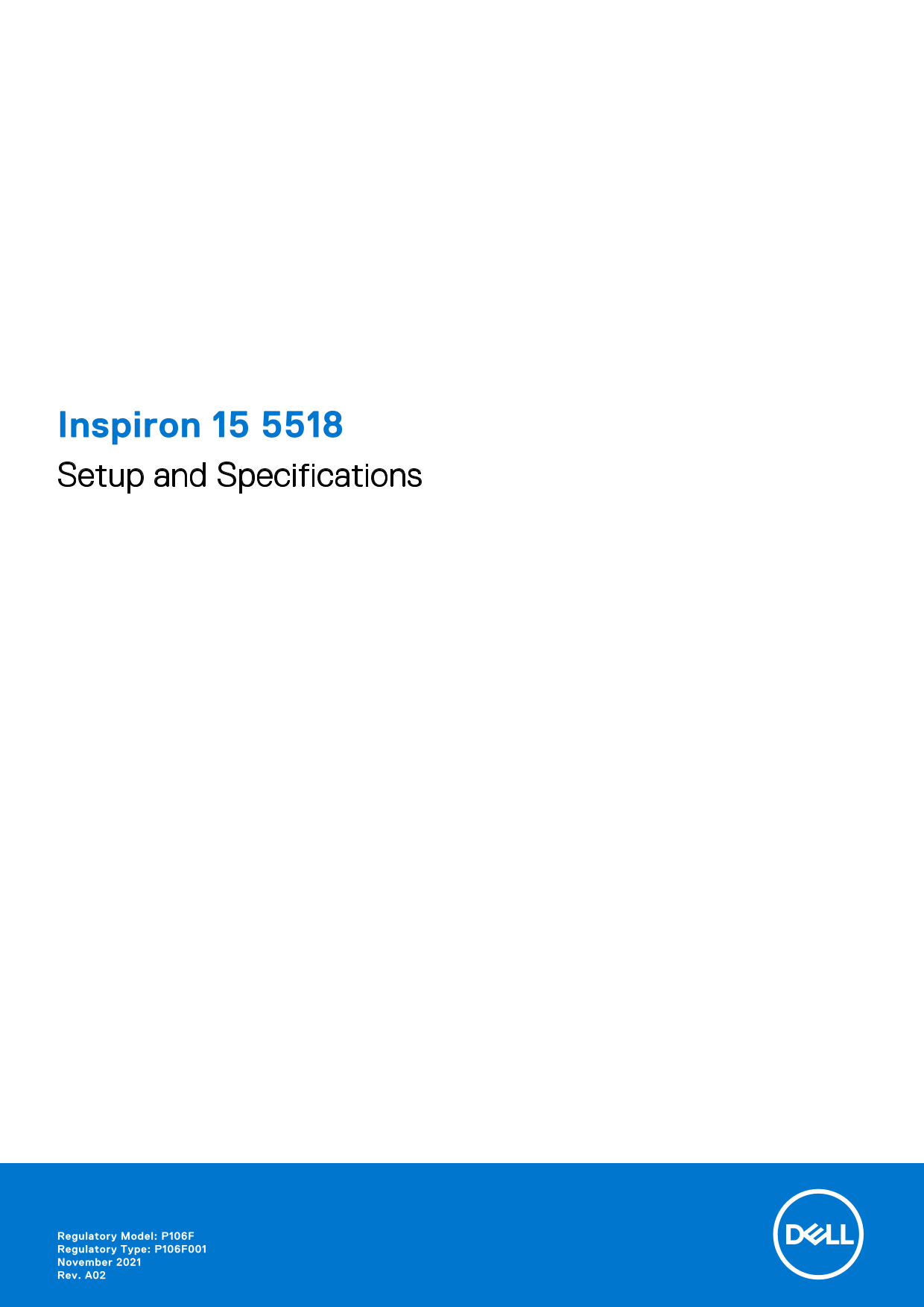 Dell Inspiron 15 5518 Setup Guide and Specifications - Page 1