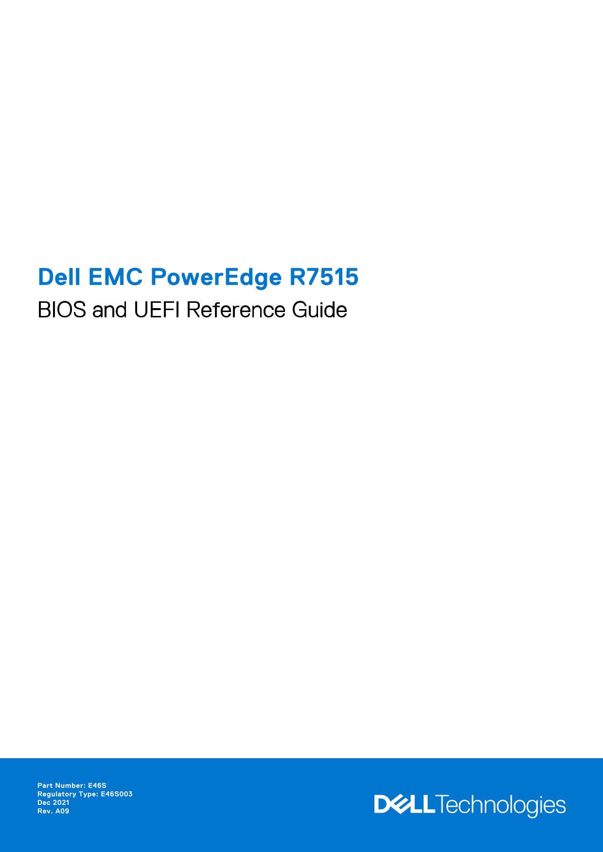 Dell EMC PowerEdge R7515 BIOS and UEFI Reference Guide - Page 1
